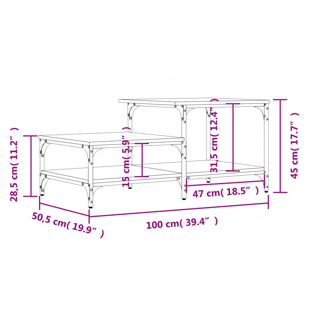 Salontafel 100X50,5X45 Cm Bewerkt Hout