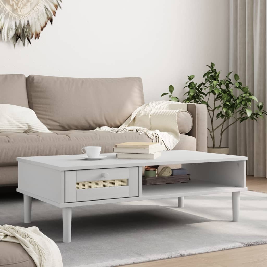 Salontafel Senja 100X55X33 Cm Rattan-Look Massief Hout