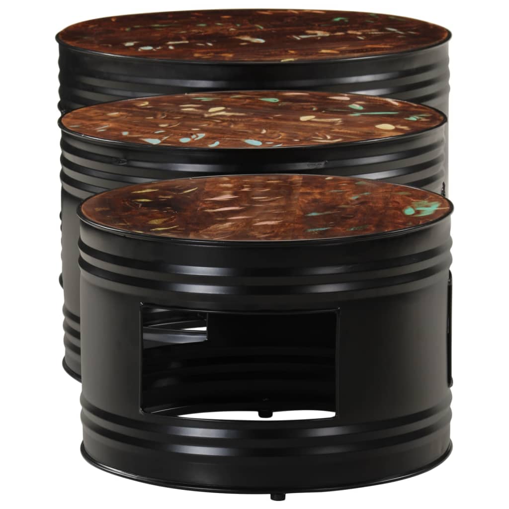 Bartafels 3 St Trommelvormig Massief Gerecycled Hout