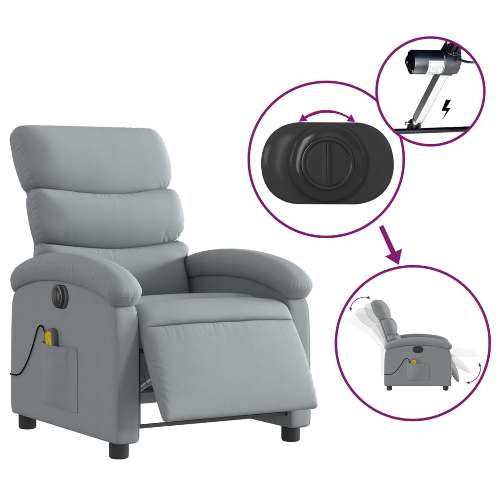 Massagestoel Stof Lichtgrijs