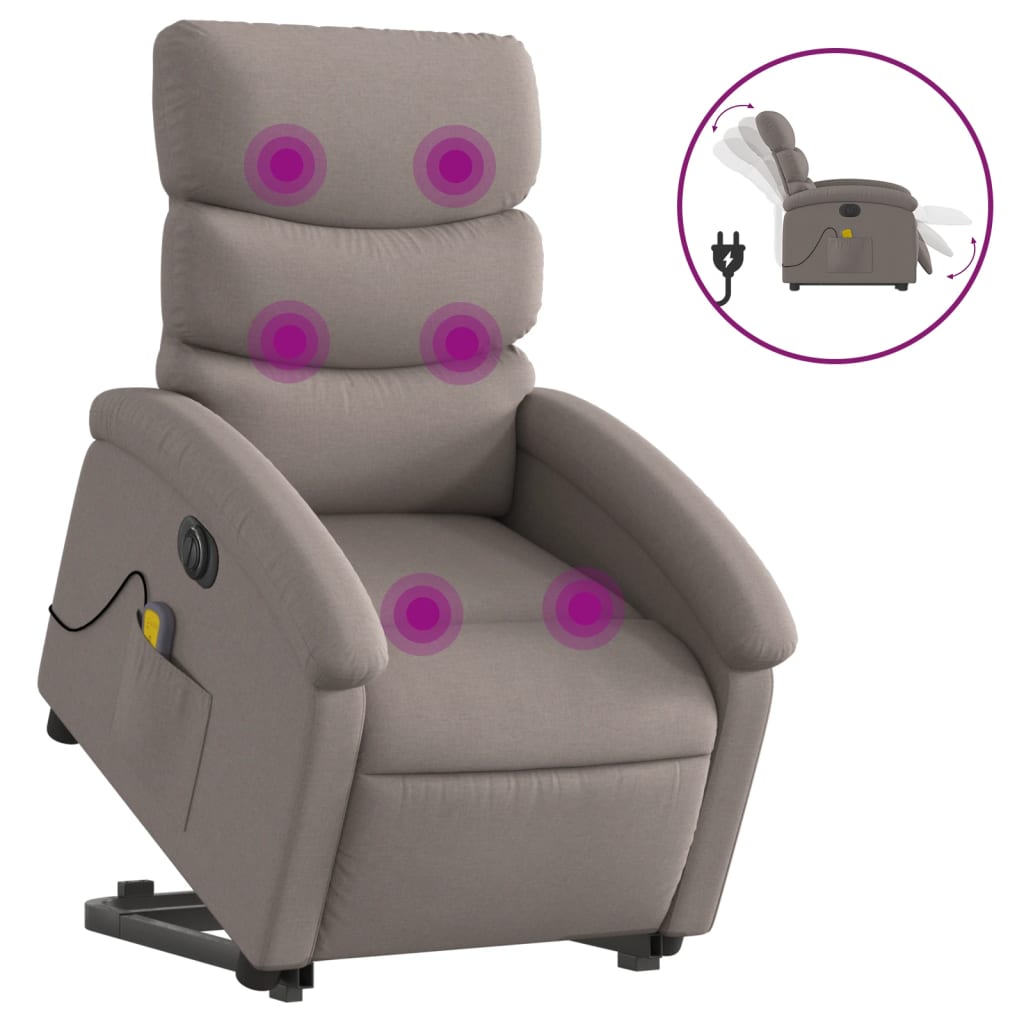Sta-Op-Massagestoel Stof Taupe
