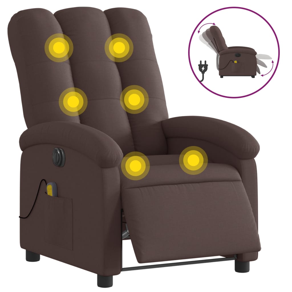 Massagestoel Stof Donkerbruin