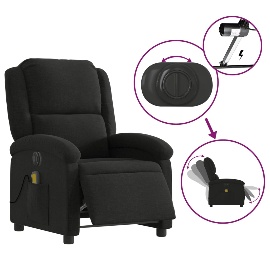 Massagestoel Stof Zwart
