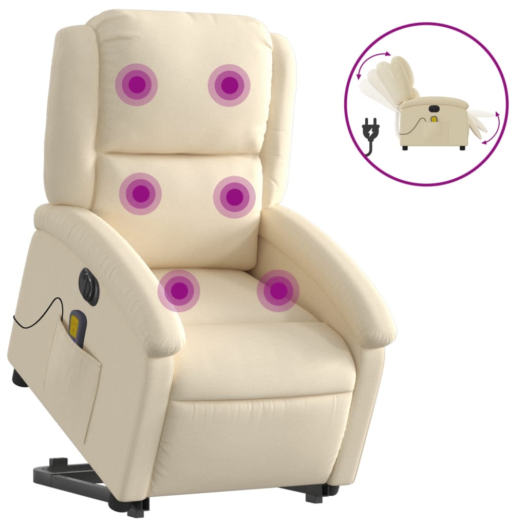 Sta-Op-Massagestoel Stof Kleurig Crème