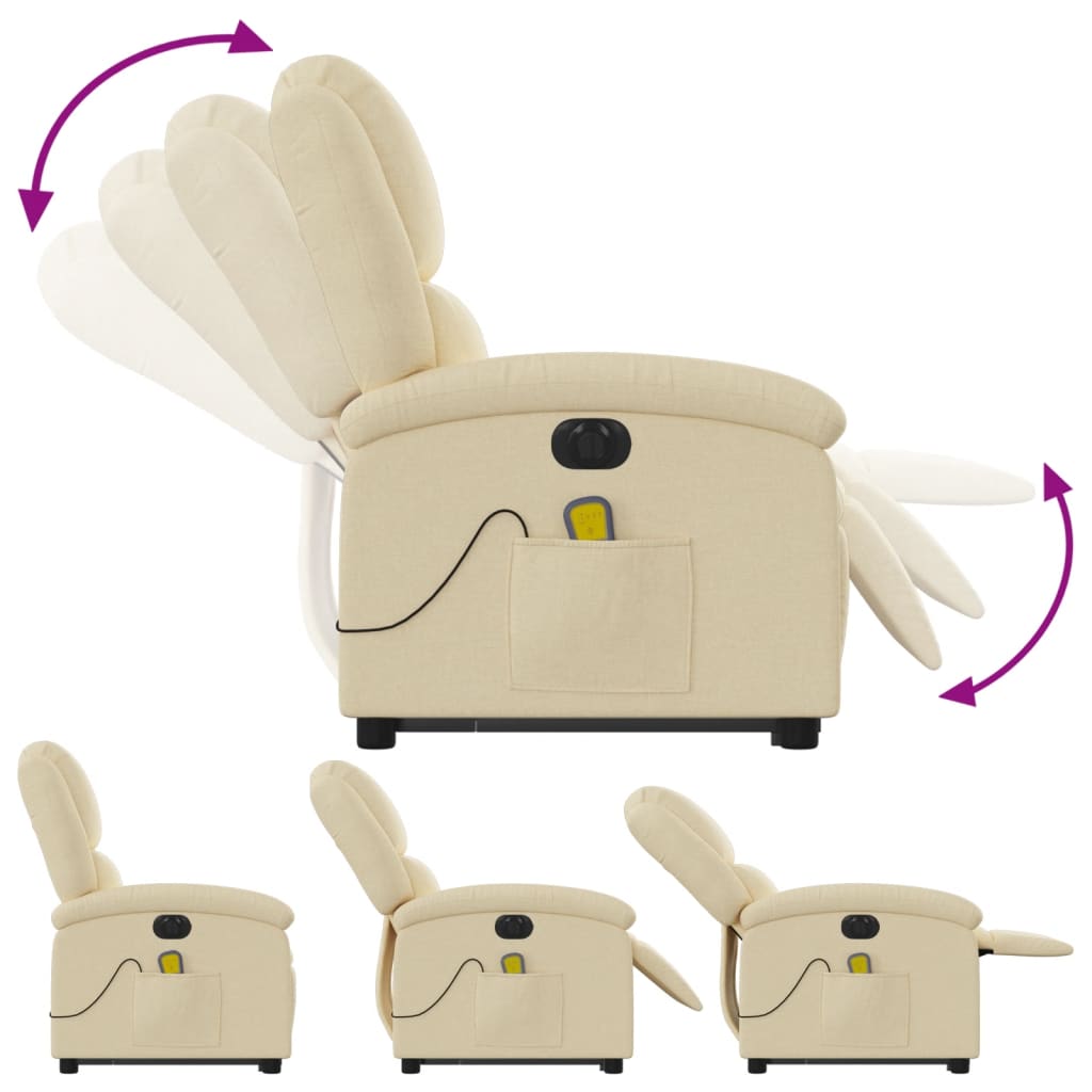 Sta-Op-Massagestoel Stof Kleurig Crème