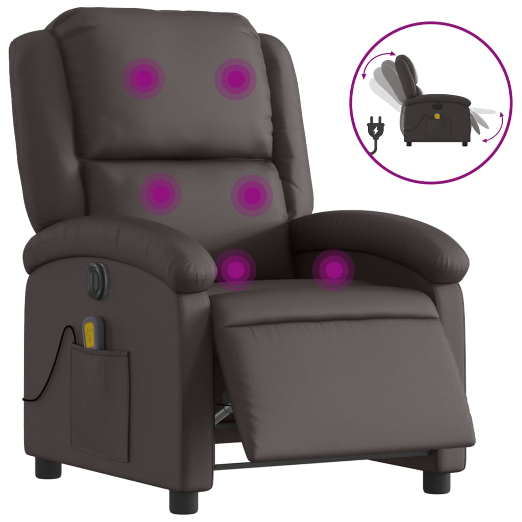 Massagestoel Echt Leer Donkerbruin
