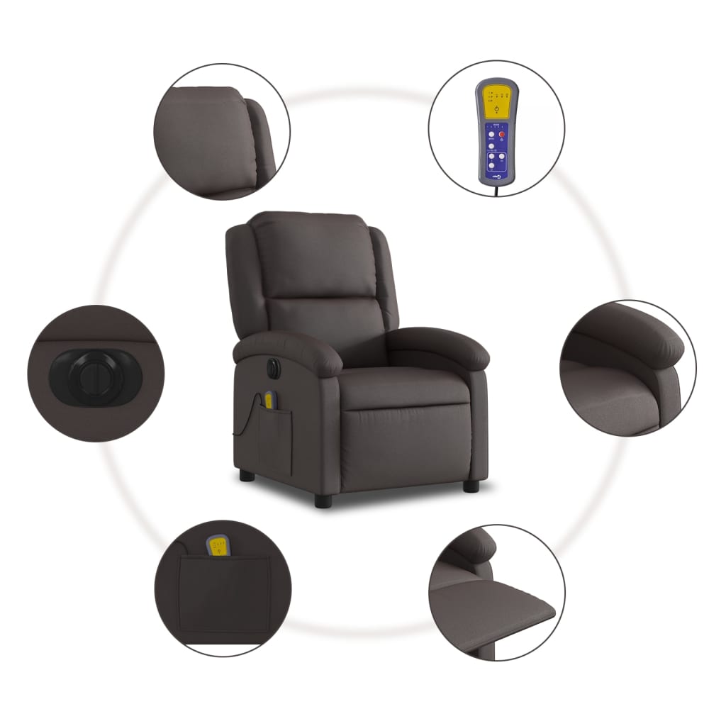 Massagestoel Echt Leer Donkerbruin