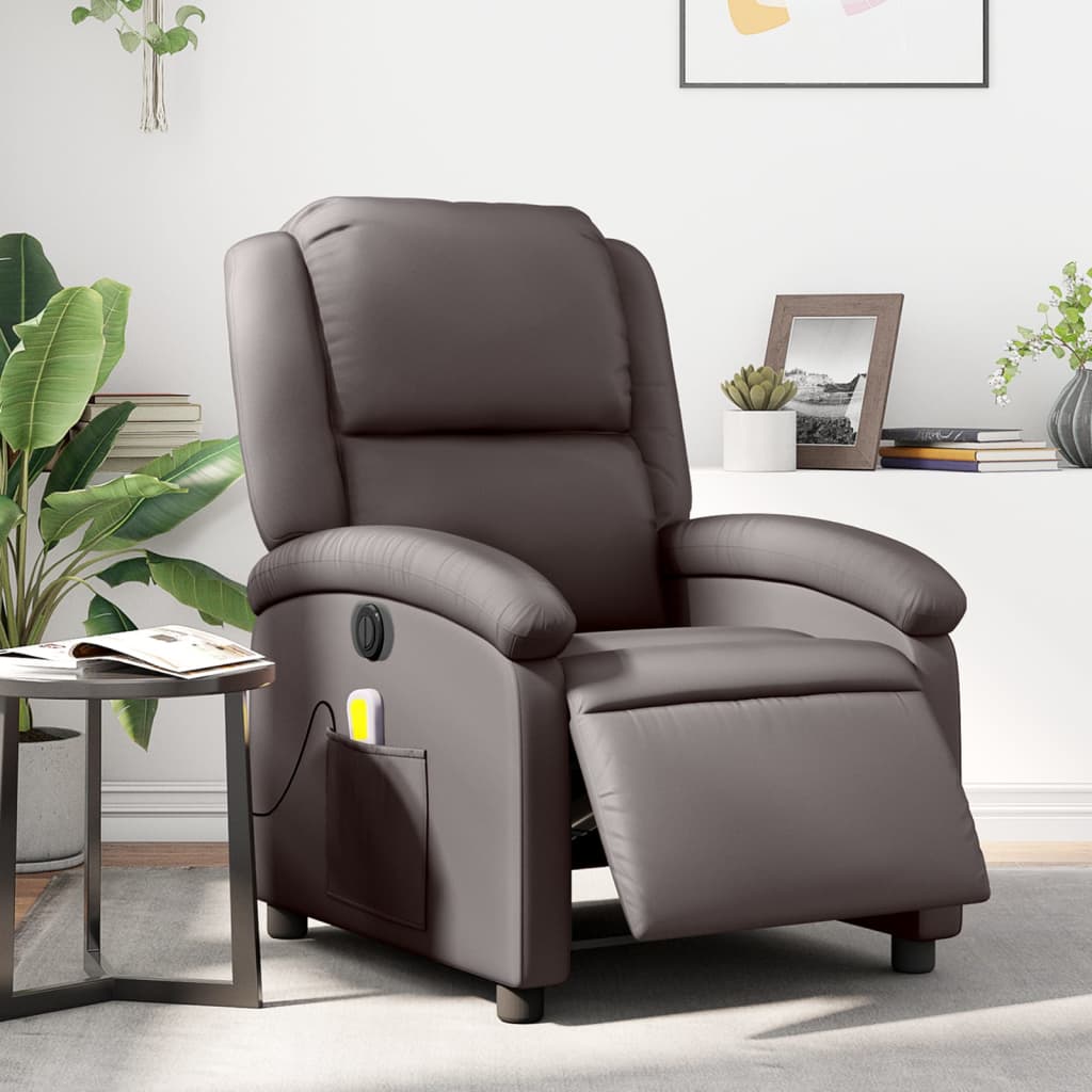 Massagestoel Echt Leer Donkerbruin