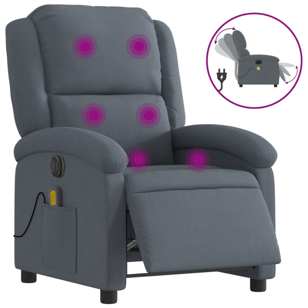 Massagestoel Fluweel Donkergrijs