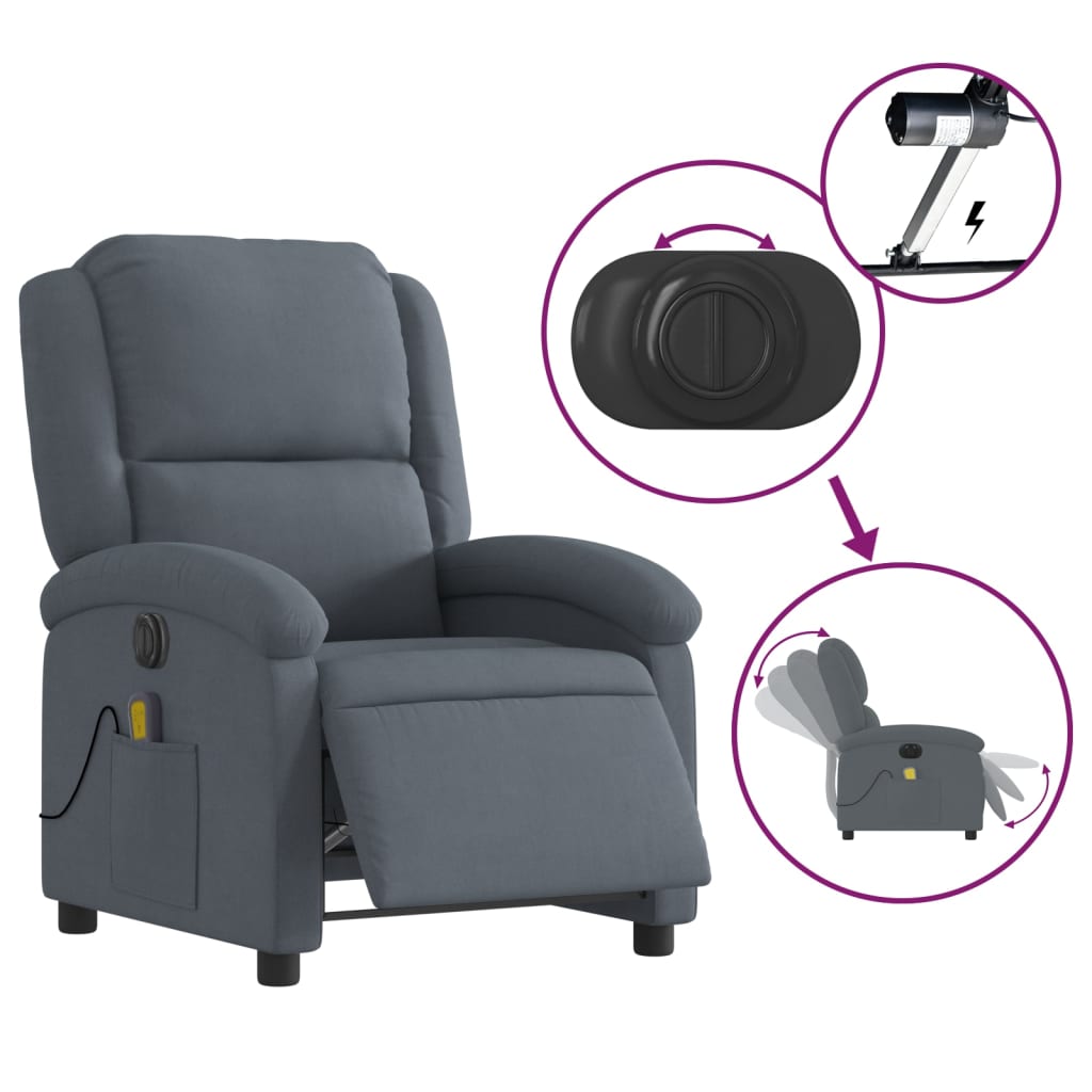 Massagestoel Fluweel Donkergrijs