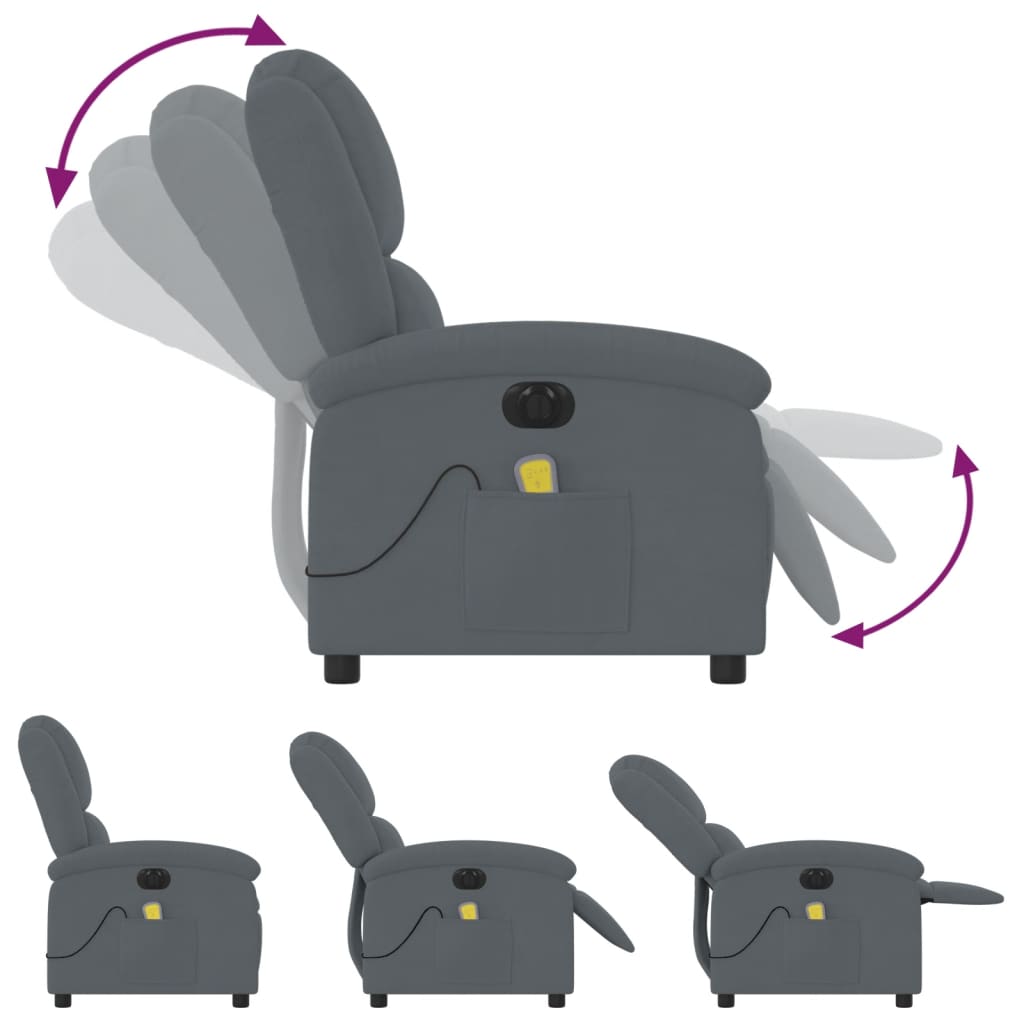 Massagestoel Fluweel Donkergrijs