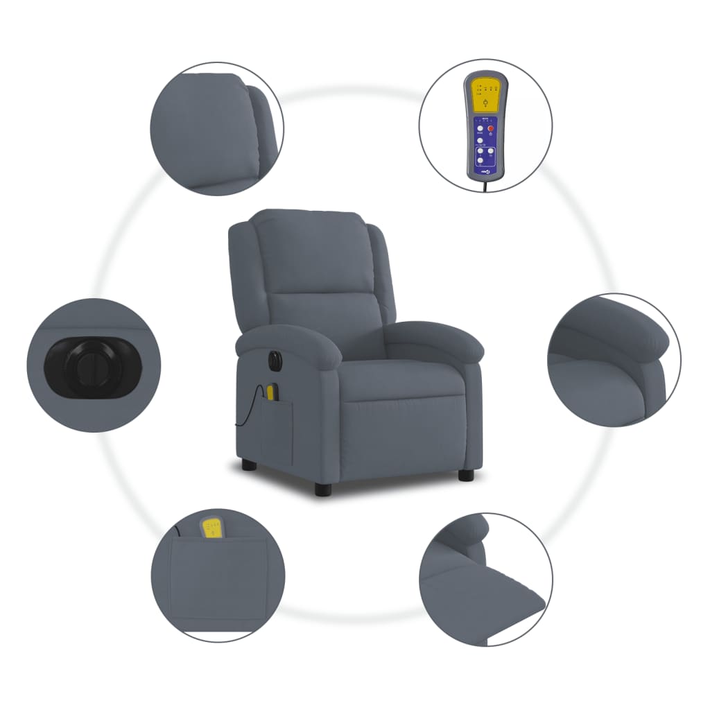 Massagestoel Fluweel Donkergrijs