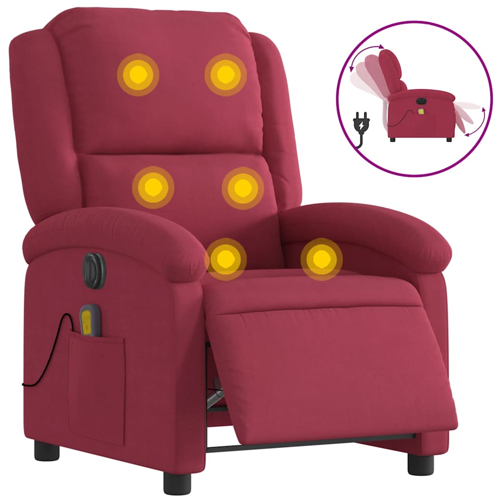 Massagestoel Fluweel Wijnrood