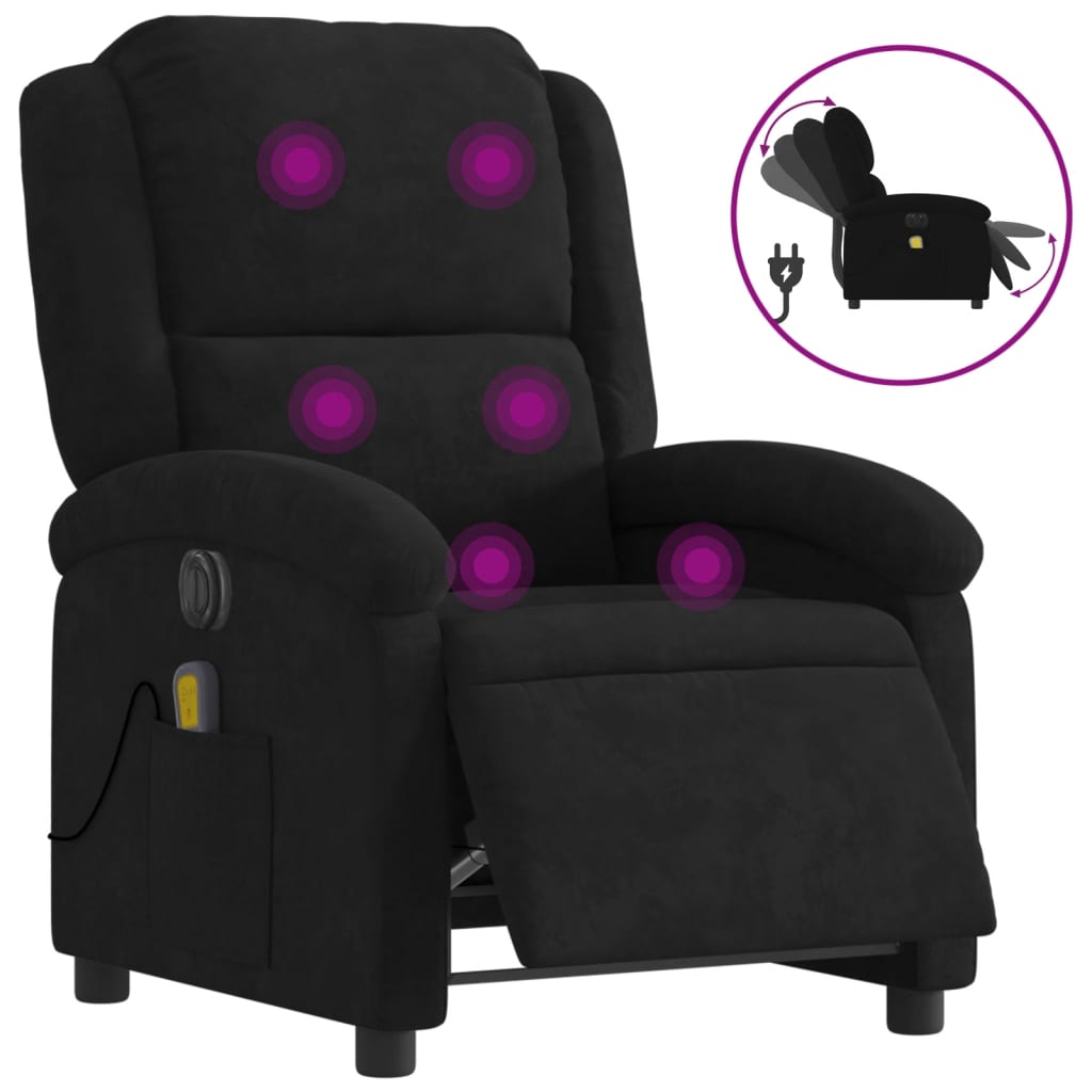 Massagestoel Fluweel Zwart