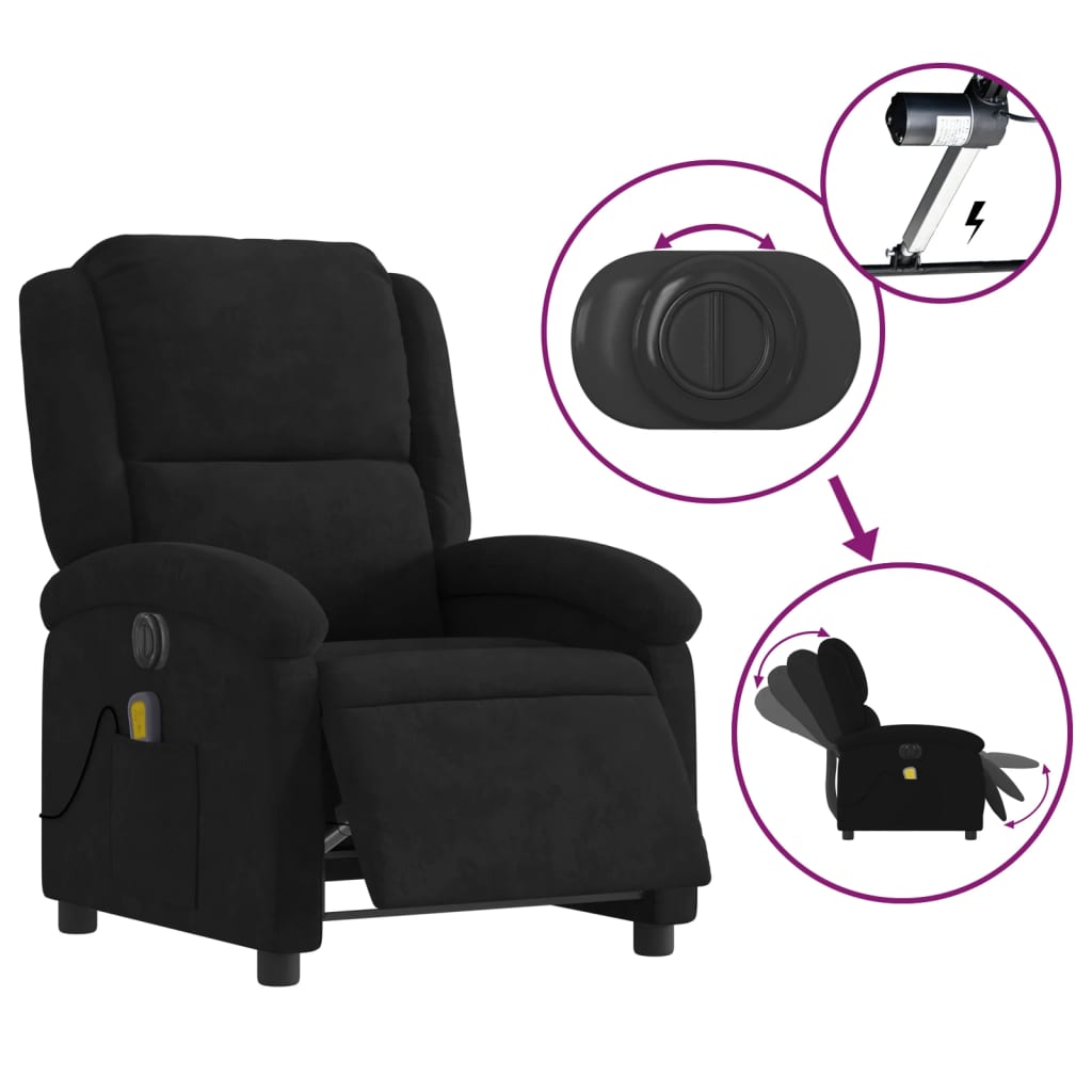 Massagestoel Fluweel Zwart
