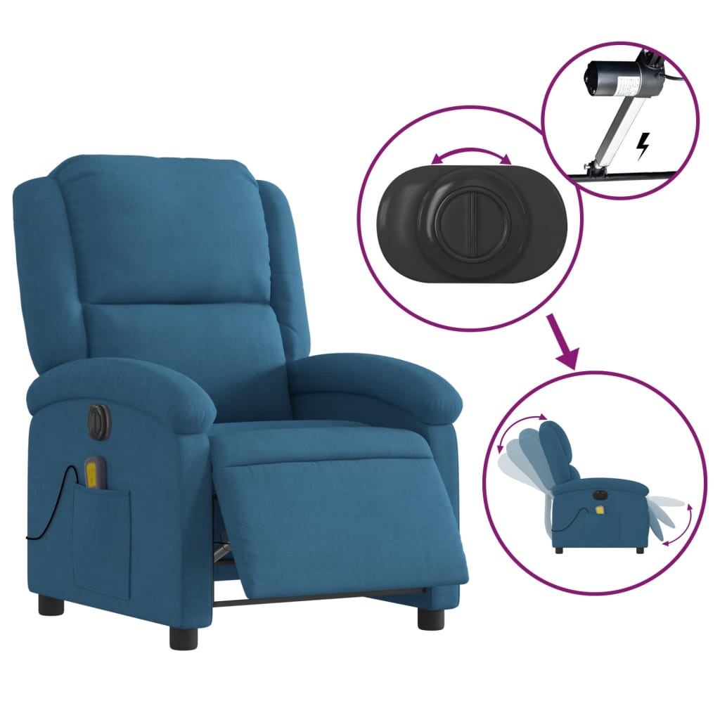 Massagestoel Fluweel Blauw