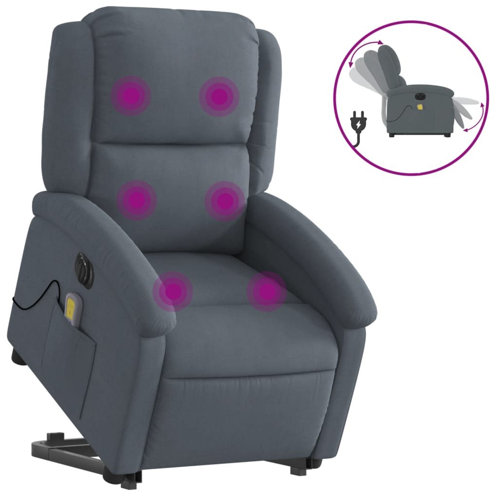 Sta-Op-Massagestoel Fluweel Donkergrijs