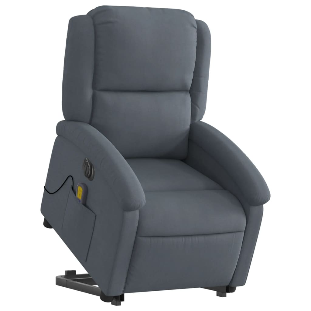 Sta-Op-Massagestoel Fluweel Donkergrijs