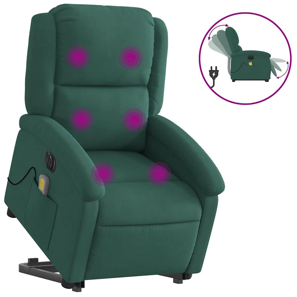 Sta-Op-Massagestoel Fluweel Donkergroen