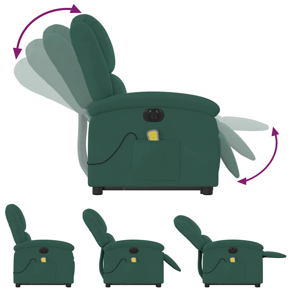 Sta-Op-Massagestoel Fluweel Donkergroen