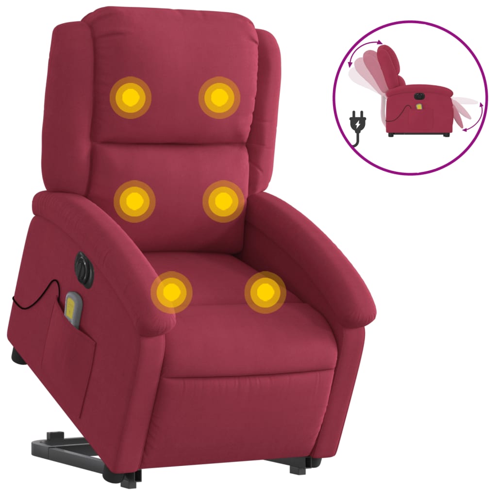 Sta-Op-Massagestoel Fluweel Wijnrood