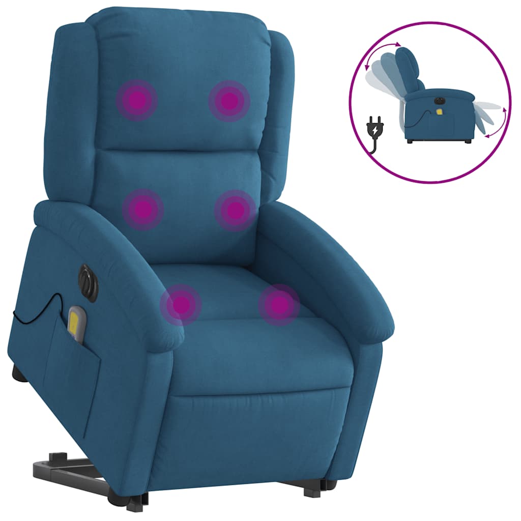 Sta-Op-Massagestoel Fluweel Blauw