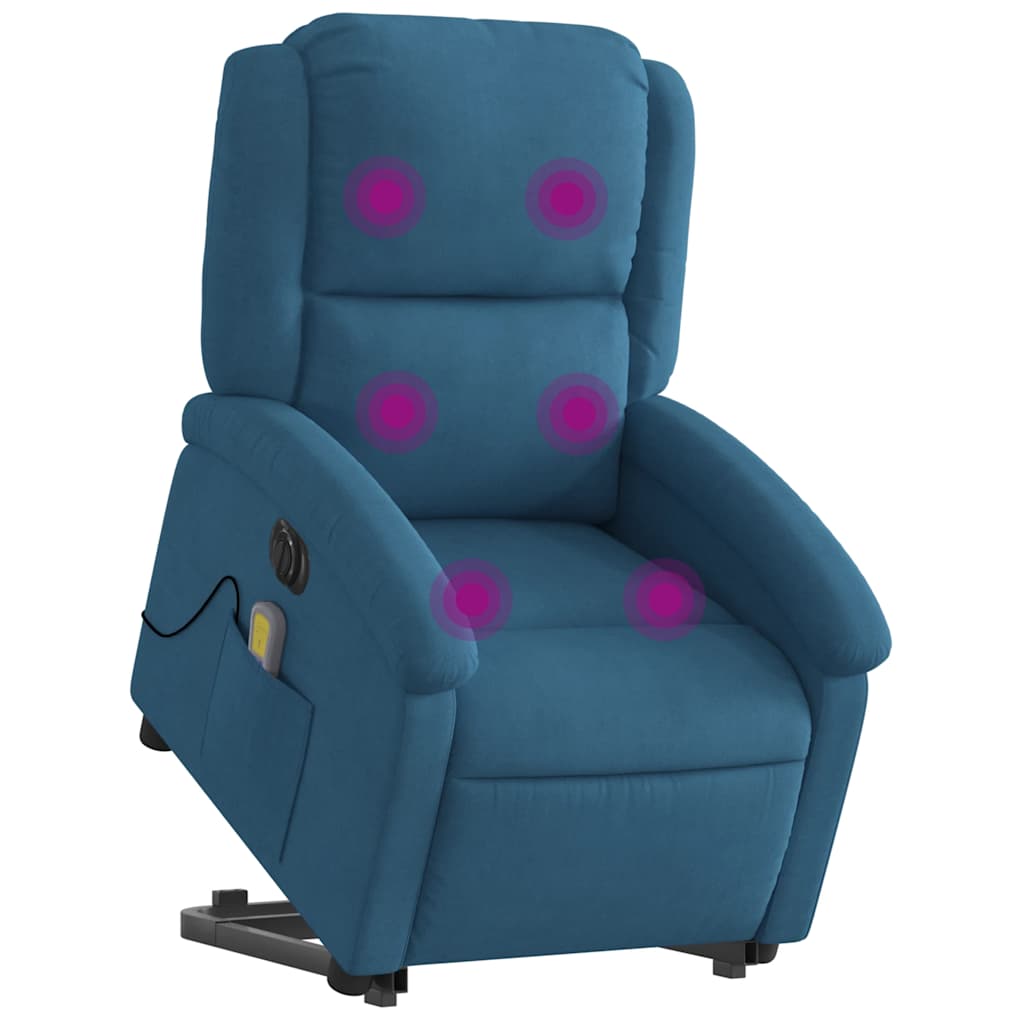 Sta-Op-Massagestoel Fluweel Blauw