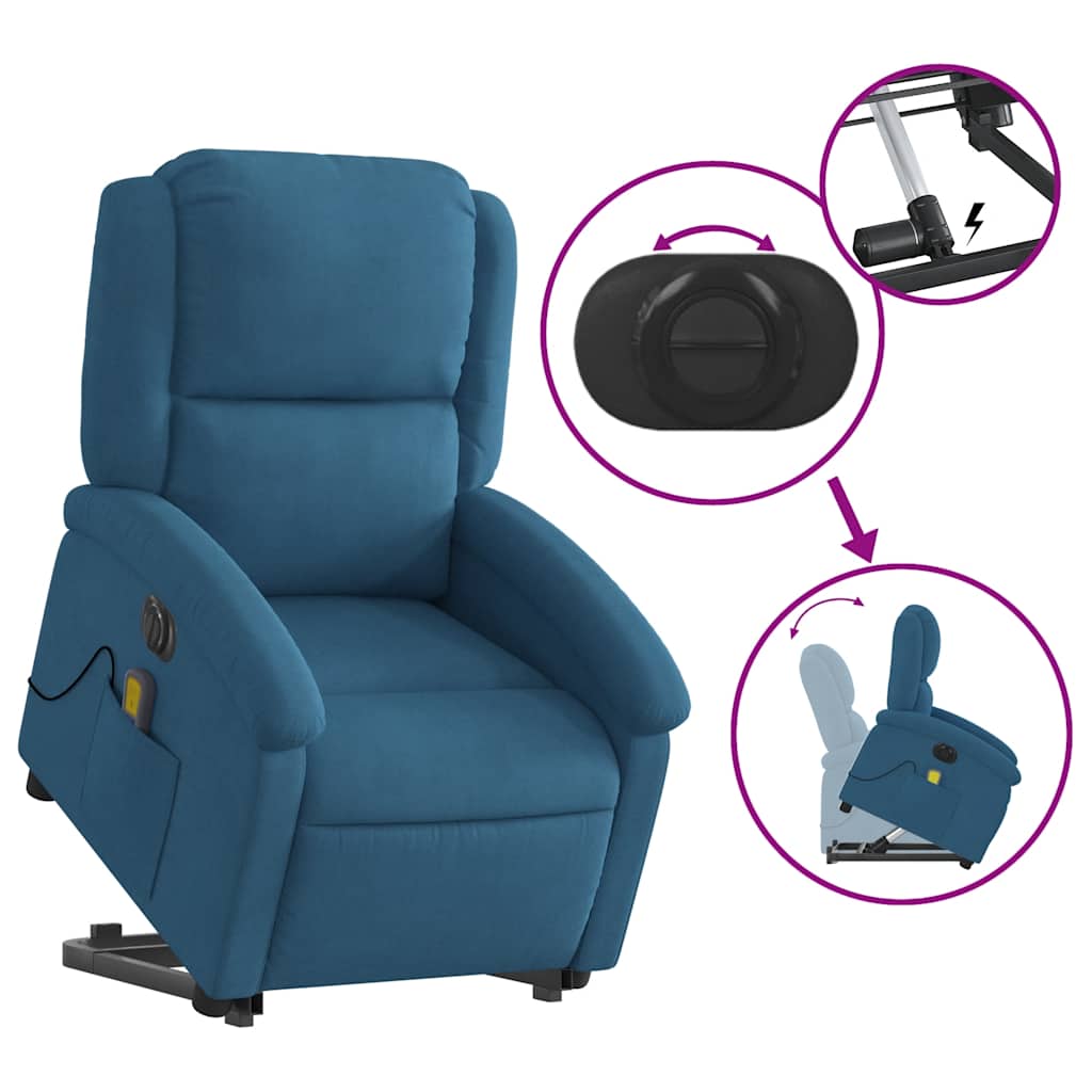 Sta-Op-Massagestoel Fluweel Blauw