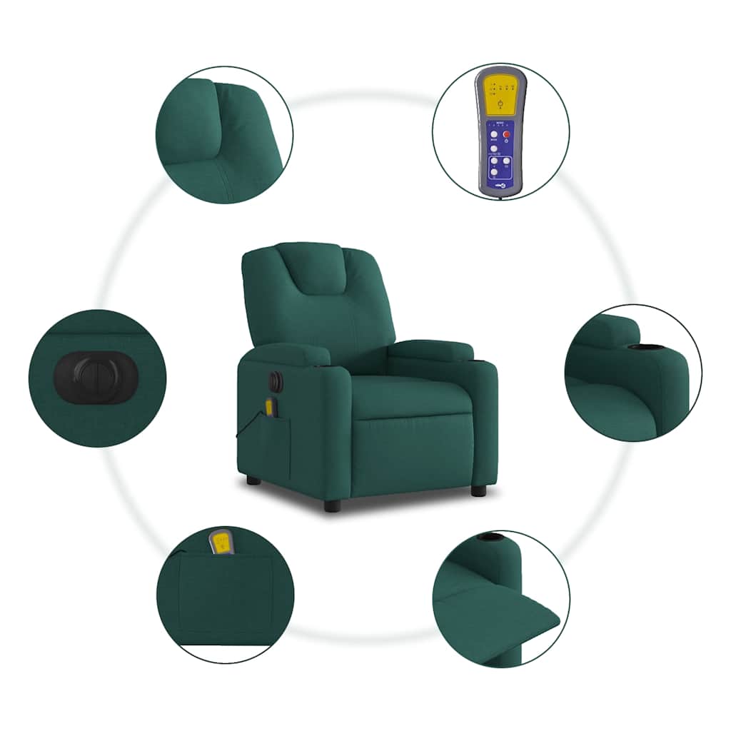 Massagestoel Stof Donkergroen