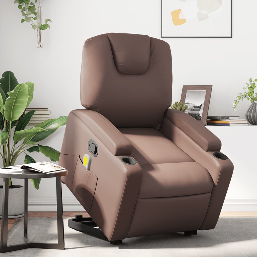 Sta-Op-Fauteuil Verstelbaar Kunstleer Bruin