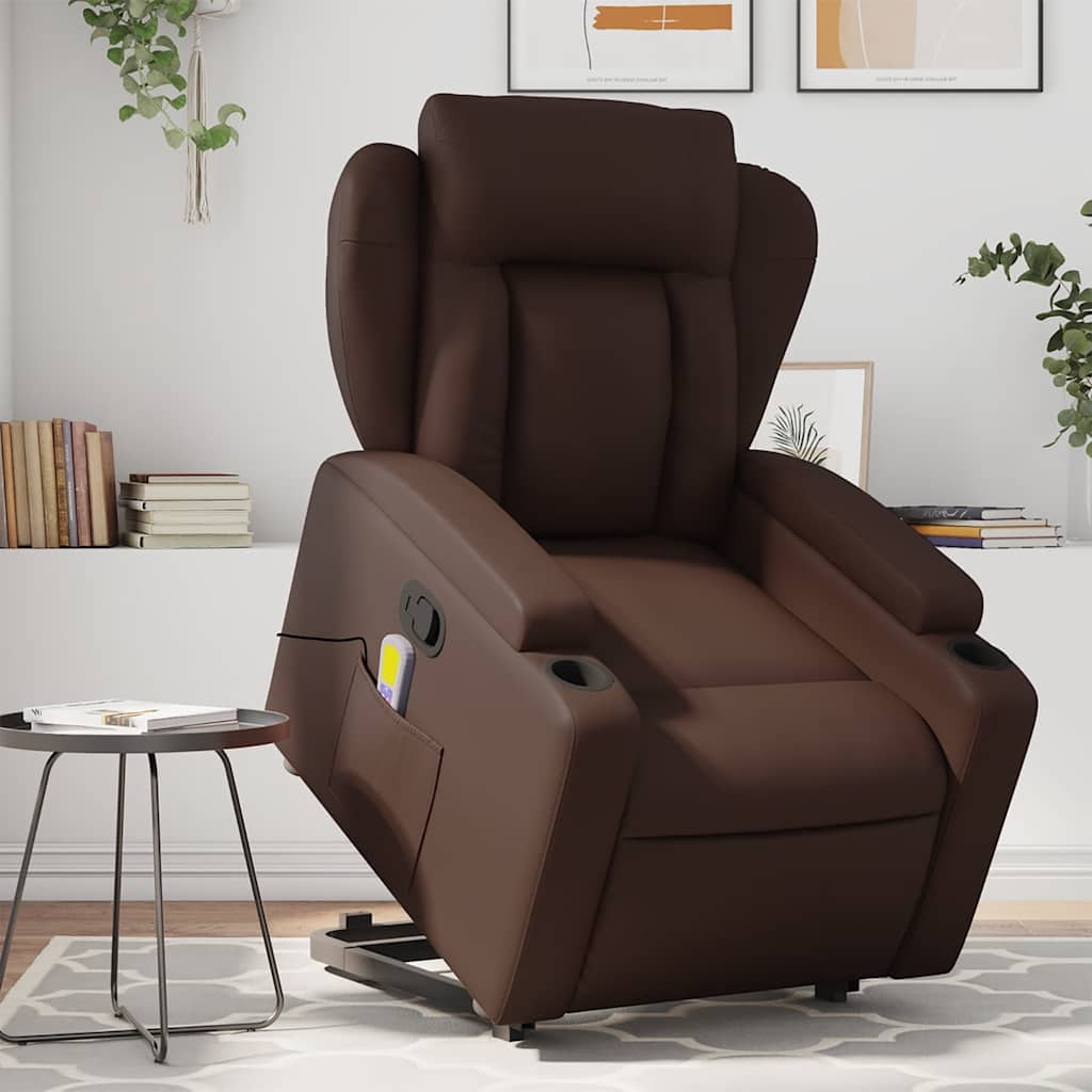 Sta-Op-Fauteuil Verstelbaar Kunstleer Bruin