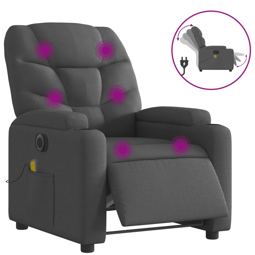 Massagestoel Stof Donkergrijs