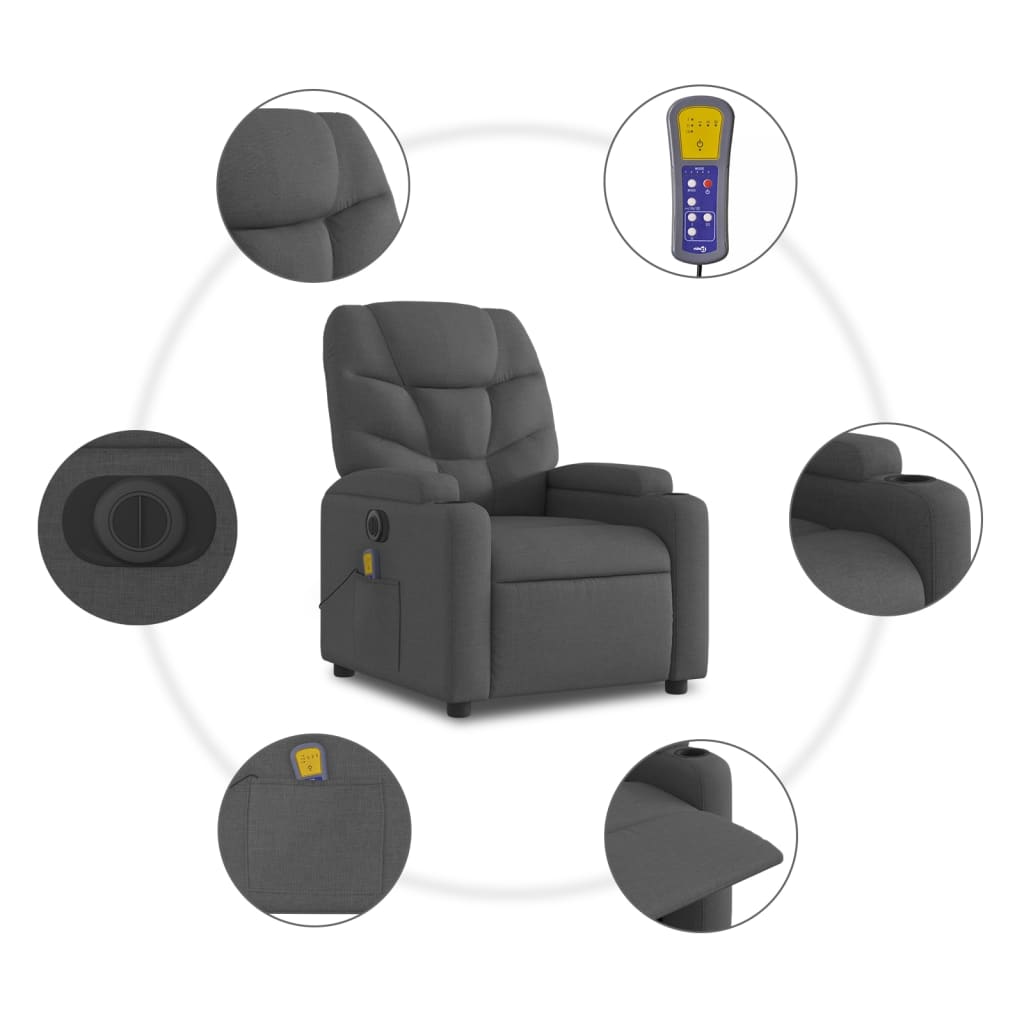 Massagestoel Stof Donkergrijs