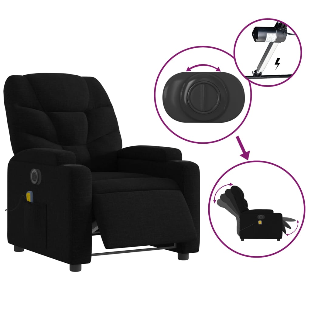 Massagestoel Stof Zwart