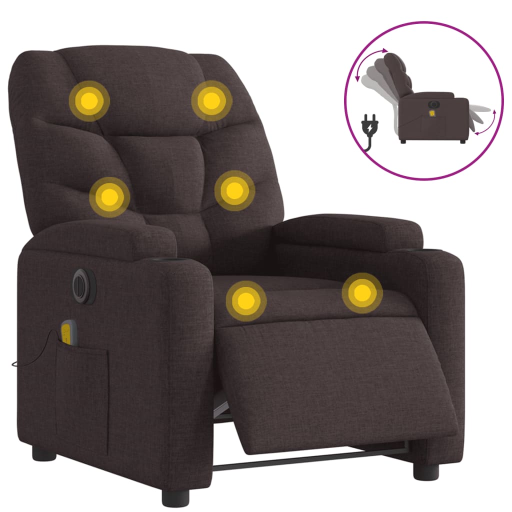 Massagestoel Stof Donkerbruin
