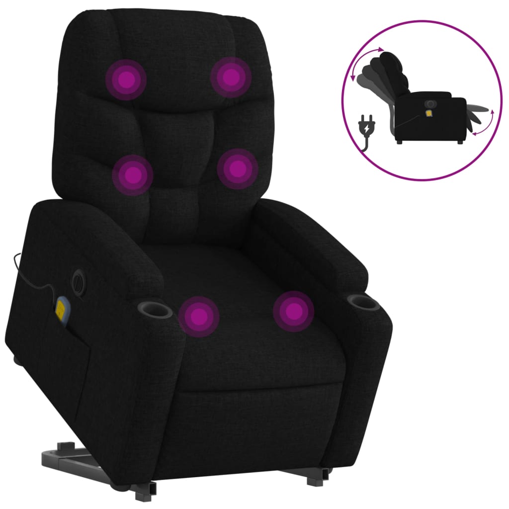 Sta-Op-Massagestoel Stof Zwart