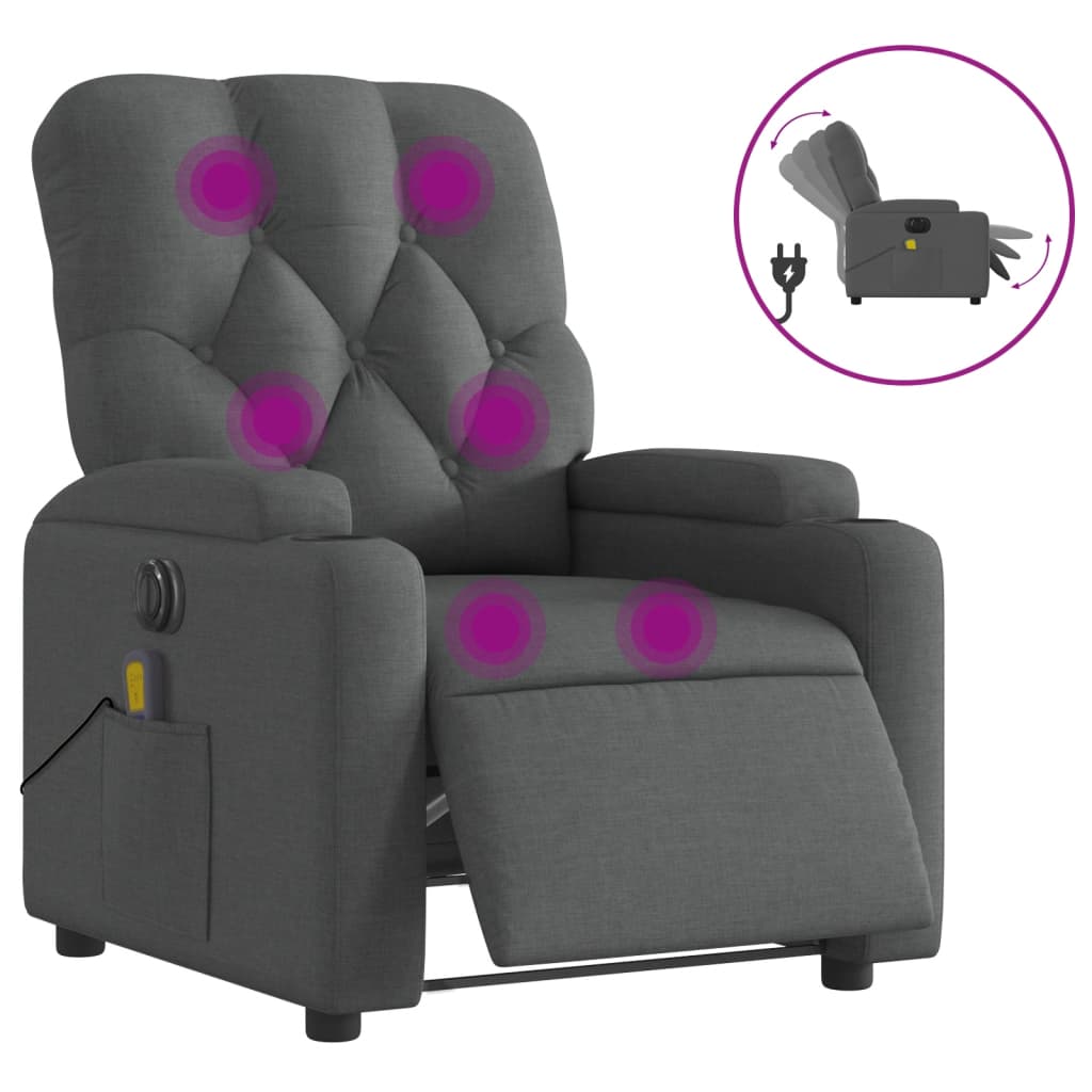 Massagestoel Stof Donkergrijs