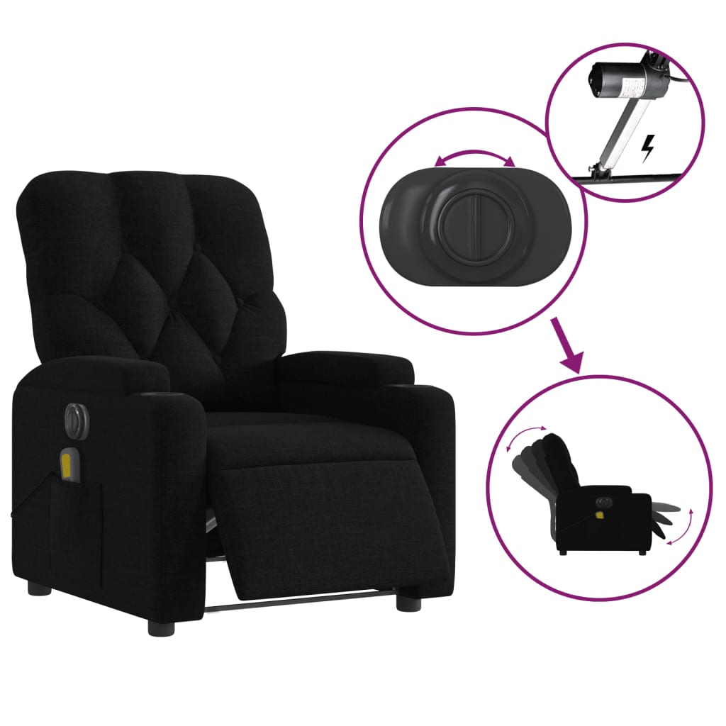Massagestoel Stof Zwart