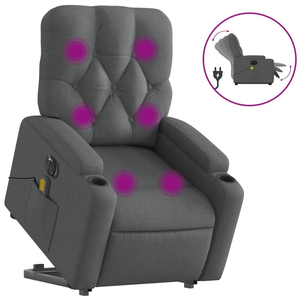 Sta-Op-Massagestoel Stof Donkergrijs