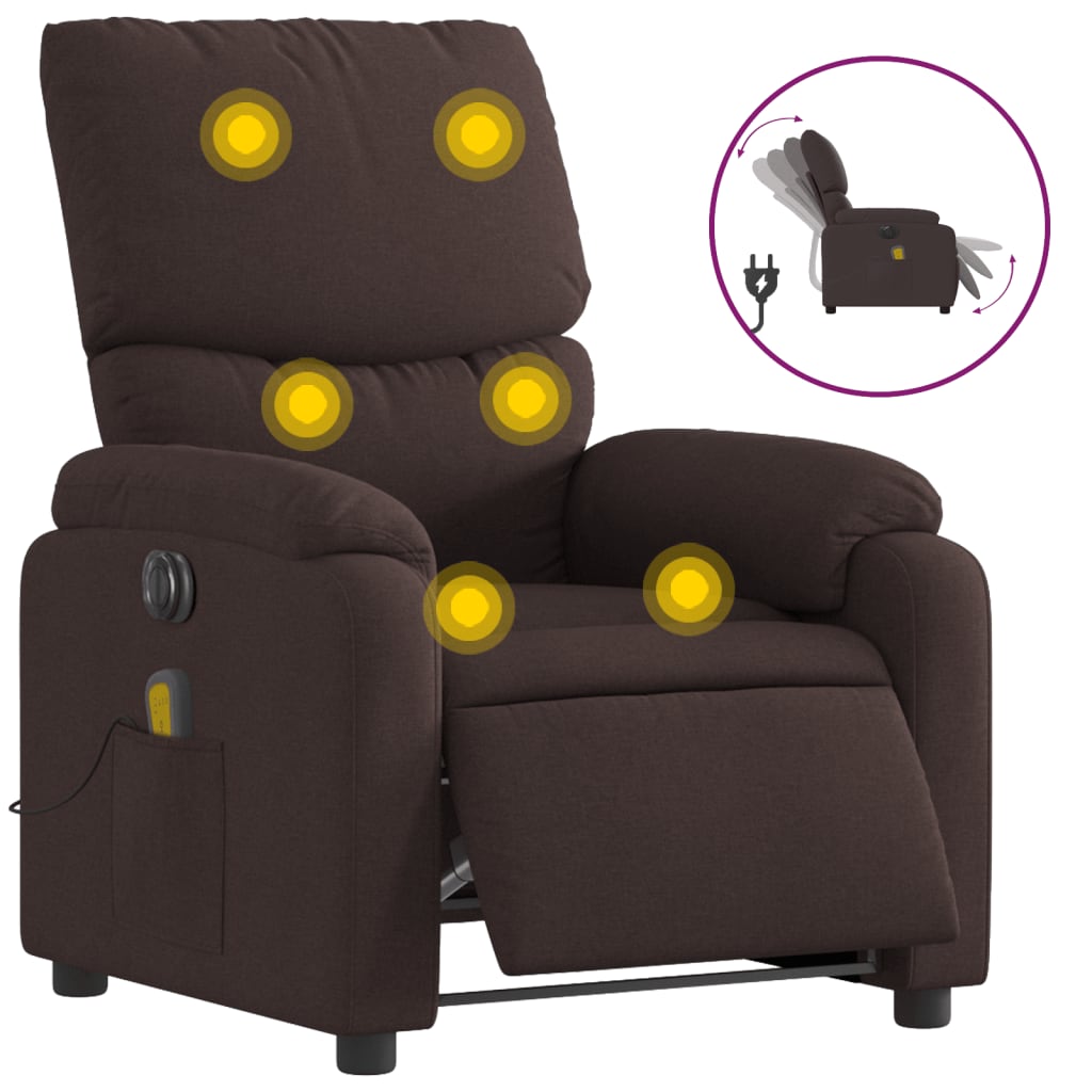 Massagestoel Stof Donkerbruin