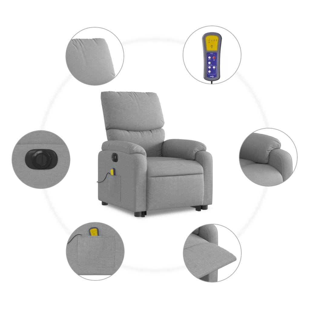 Sta-Op-Massagestoel Stof Lichtgrijs
