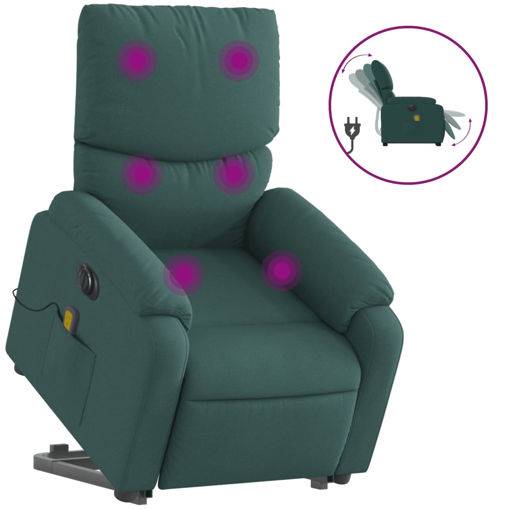 Sta-Op-Massagestoel Stof Donkergroen