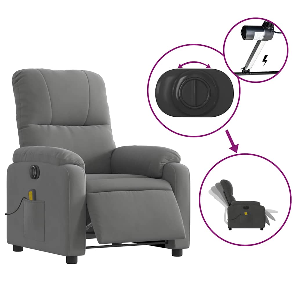 Massagestoel Microvezelstof Donkergrijs