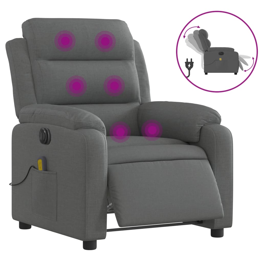 Massagestoel Stof Donkergrijs
