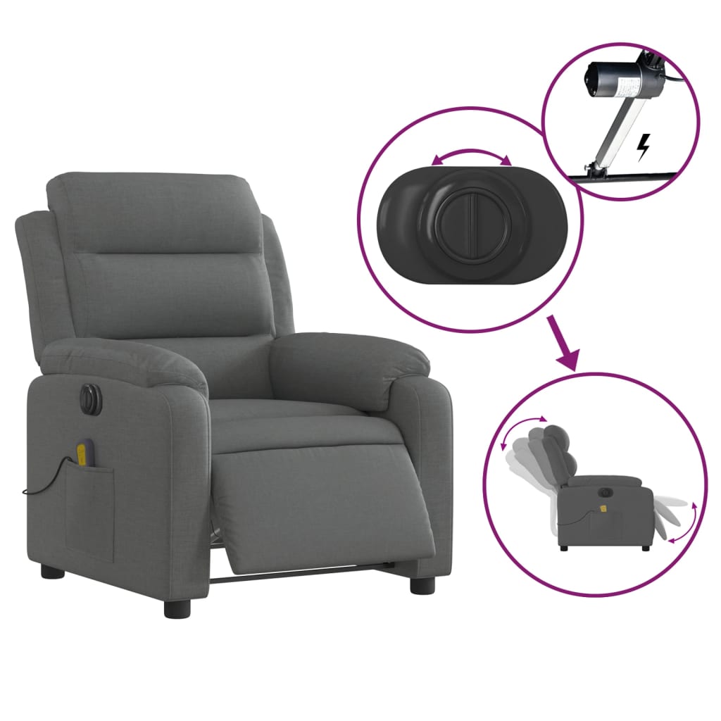 Massagestoel Stof Donkergrijs