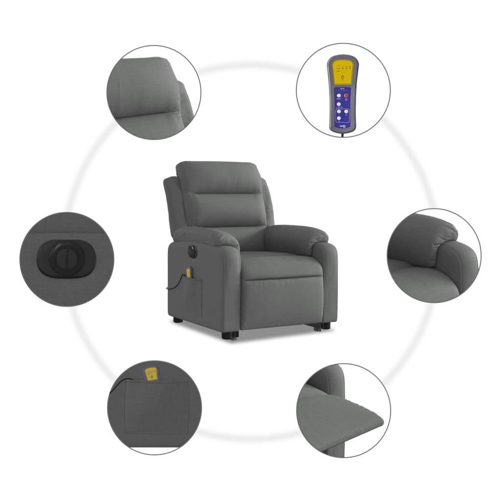 Sta-Op-Massagestoel Stof Donkergrijs