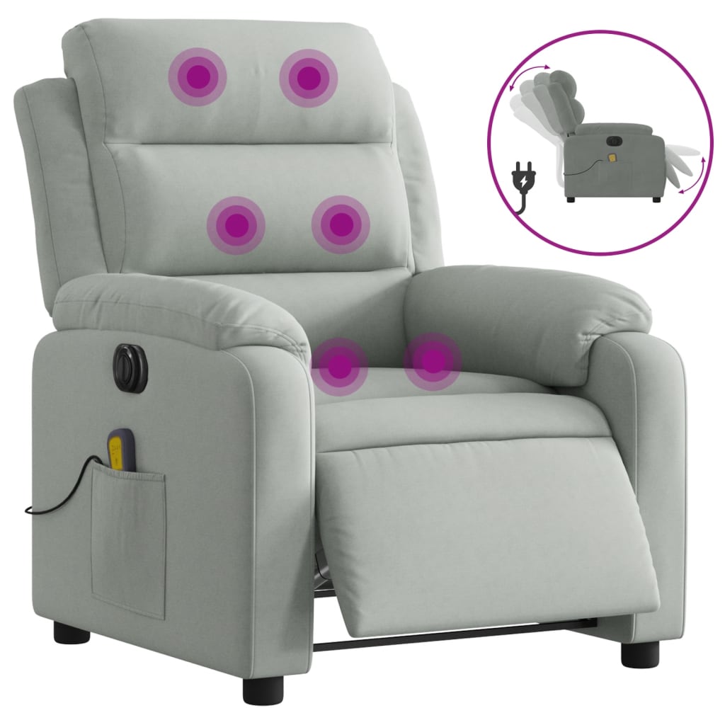 Massagestoel Fluweel Lichtgrijs