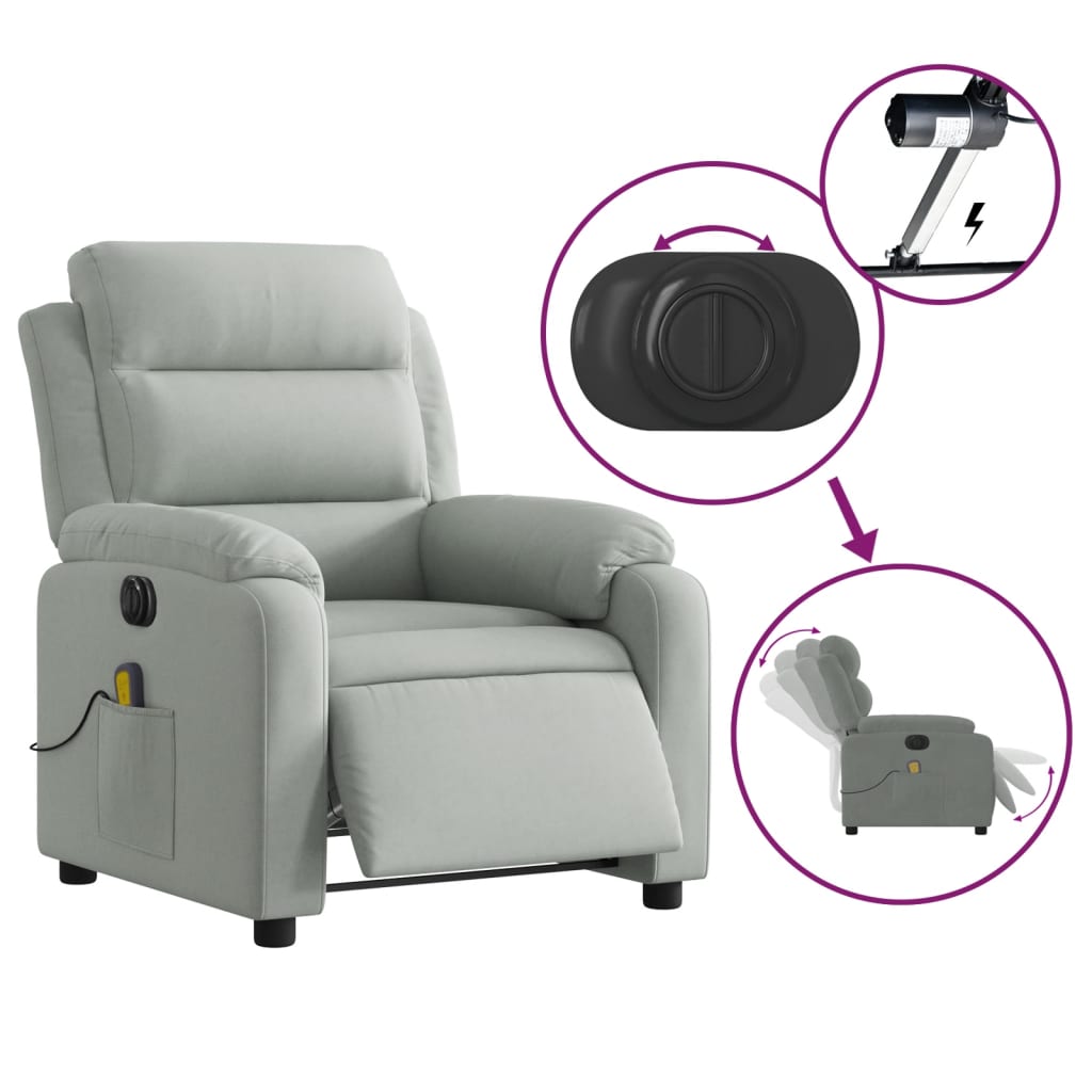Massagestoel Fluweel Lichtgrijs