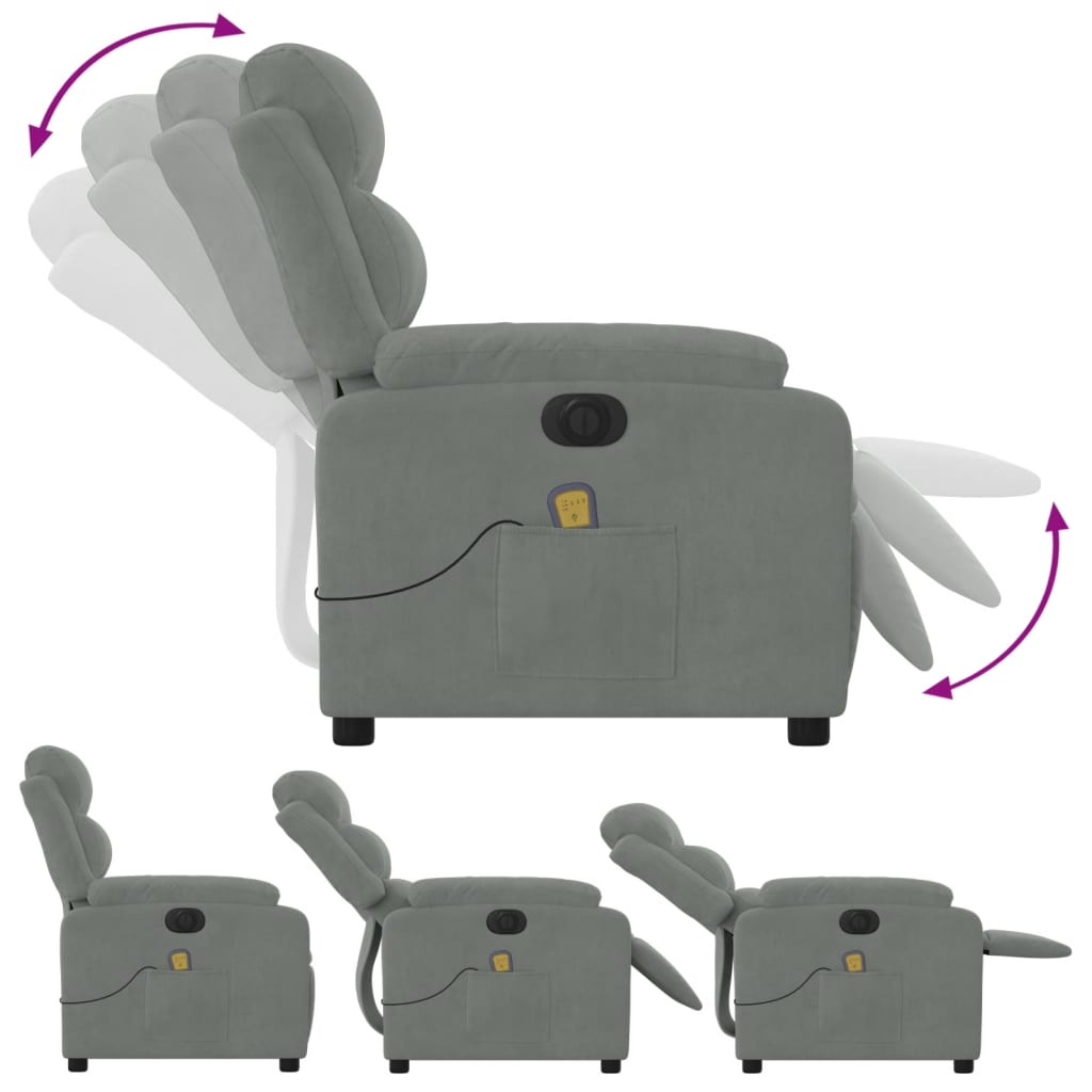 Massagestoel Fluweel Lichtgrijs