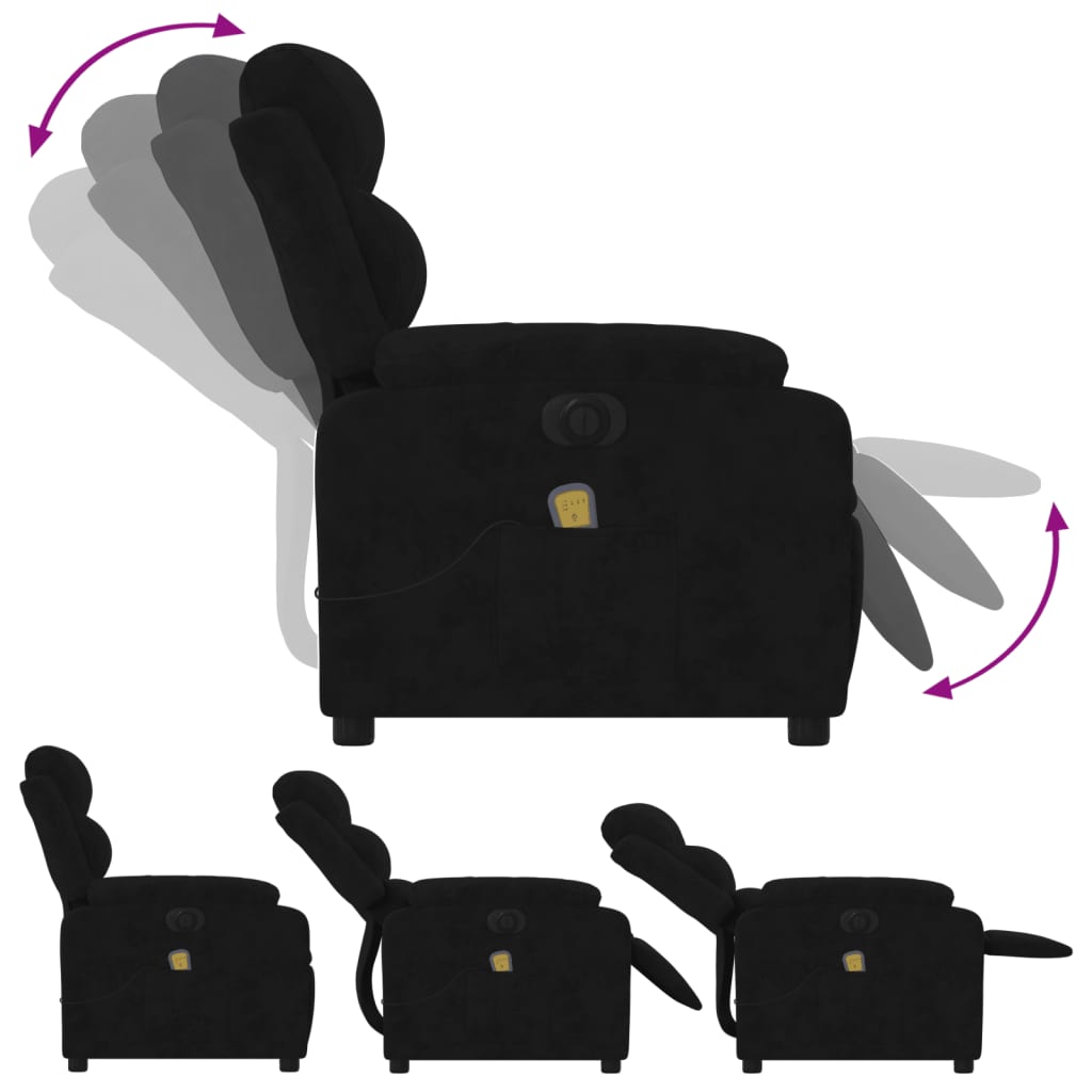 Massagestoel Fluweel Zwart